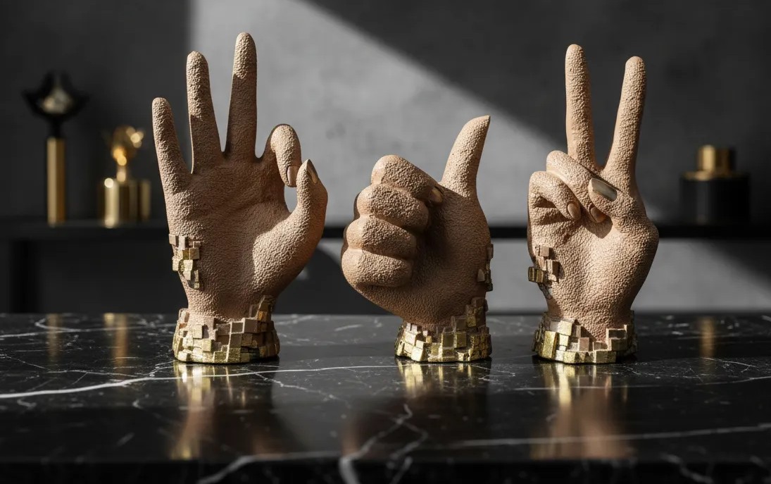 Thumbs Hand Idol Resin Fiber Decorative Showpiece for Home Decor | Modern Hand Gesture Figurine Statue for Living Room Table Shelf Office Desk Sculpture|